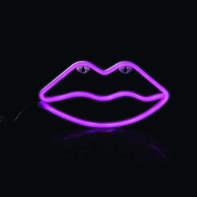 Φωτιστικό κρεμαστό ροζ χείλη με 50 neon led λαμπάκια λειτουργία με μπαταρίες 3xΑΑ και USB