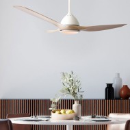 Ανεμιστήρας οροφής με φως dimmable με διάμετρο 132cm 40W με 3 ABS πτερύγια τηλεχειριστήριο & 2 αναρτήσεις σε λευκό χρώμα 