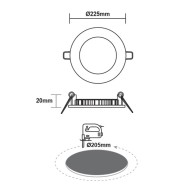 Φωτιστικό PANEL LED χωνευτό λευκό στρόγγυλο 230VAC 18W ενδιάμεσο χρώμα φωτός 4000K 1800lm Φ220mm 