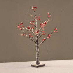 Διακοσμητικό δεντράκι RED BERRY με 24 led λαμπάκια σε θερμό φως 24VDC  IP44 10X10X60cm και 3 μέτρα καφέ καλώδιο