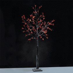 Δέντρο διακοσμητικό με μαύρο κορμό και RED BERRIES 96 LED λαμπάκια 24VDC 24X24X180cm και 3m καφέ καλώδιο τροφοδοσίας IP44
