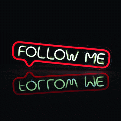Διακοσμητικό κρεμαστό FOLLOW ME με κόκκινο και ψυχρό φως neon led τροφοδοσία με USB καλώδιο 2m 