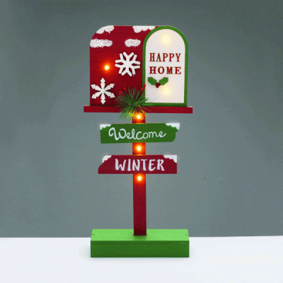 Ξύλινο διακοσμητικό WELCOME WINTER με 6 LED λαμπάκια σε θερμό φως και λειτουργία με μπαταρίες 2ΧΑΑΑ 18x6x39.5cm IP20 
