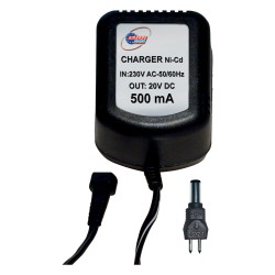 Φορτιστής μπαταριών Ni-Cd 20VDC 500mA 230V AC 50/60 Hz 100x60x50mm