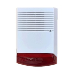 Εξωτερική σειρήνα μεγάφωνου 120db/1m AR-400 RED με 2 ενδεικτικά SMD LED standby λειτουργίας λευκό χρώμα κόκκινο φάρο