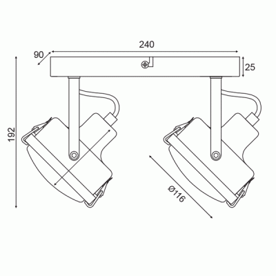 Επίτοιχο φωτιστικό MORFEAS 2xGU10 μεταλλικό γκρι 31x12x19cm