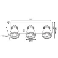 Επίτοιχο σποτ τρίφωτο GU10 36x15x18cm terrazzo σε λευκό χρώμα
