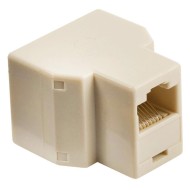Αντάπτορας μούφα POWERTECH RJ45 F σε 2x RJ45 F λευκό