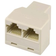 Αντάπτορας μούφα POWERTECH RJ45 F σε 2x RJ45 F λευκό