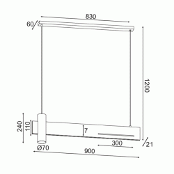 Κρεμαστό φωτιστικό LED LINEA 18W θερμό φως 3000k 1440lm και 1xGU10 μεταλλικό με εφέ μαρμάρου