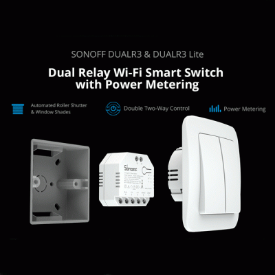 Smart διακόπτης SONOFF DUALR3 2-Gang WiFi 15A με δυνατότητα παρακολούθησης οικιακής ενέργειας Smart διακόπτης SONOFF DUALR3 2-Gang WiFi 15A με δυνατότητα παρακολούθησης οικιακής ενέργειας