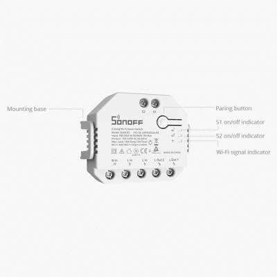 Smart διακόπτης SONOFF DUALR3 2-Gang WiFi 15A με δυνατότητα παρακολούθησης οικιακής ενέργειας Smart διακόπτης SONOFF DUALR3 2-Gang WiFi 15A με δυνατότητα παρακολούθησης οικιακής ενέργειας