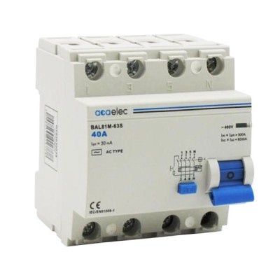 Διακόπτης διαρροής RCCB τετραπολικός 4x63A 400V 30mA 4M A-Type