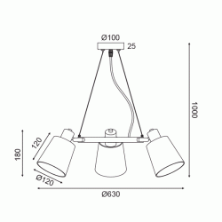 Κρεμαστό φωτιστικό NORMA 3xΕ14 D63xh100cm μαύρο μεταλλικό και αμπαζούρ