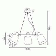 Κρεμαστό φωτιστικό NORMA 3xΕ14 D63xh100cm λευκό μεταλλικό και αμπαζούρ