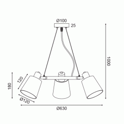 Κρεμαστό φωτιστικό NORMA 3xΕ14 D63xh100cm λευκό μεταλλικό και αμπαζούρ