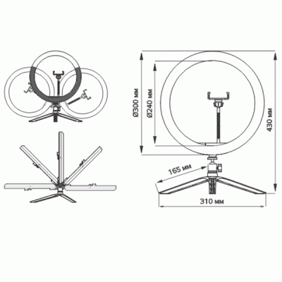 Φωτογραφικό δαχτυλίδι - Ring Light 12  Ø300mm 15W 3000k/4000k/6500k με Usb & 2.1mt καλώδιο