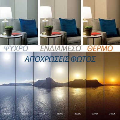 Λάμπα led GU10 8W 230V 105° θερμό φως 2700k 800lm δέσμης 105°