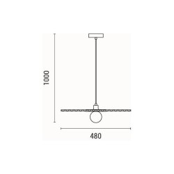 Κρεμαστό φωτιστικό μαύρο χρώμα με ντουί G9 max 10W 480x1000mm ARTE ILLUMINA PIRUETTE ματαλλικό με ύφασμα