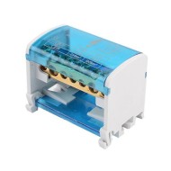 Διακλαδωτήρας ράγας με 2 μπάρες 7 θέσεις 125A JH8207 μπλε-λευκό χρώμα