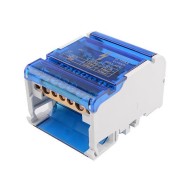 Διακλαδωτήρας ράγας 4 μπάρες με 7 θέσεις JH8407 125A από PA+PC μπλε-λευκό χρώμα