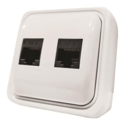 Πρίζα τηλεφώνου διπλή RJ11+RJ45 λευκή επίτοιχη σειρά ΑΘΗΝΑ ΙΡ20 διαστάσεις 6.5x4.5cm Πρίζα τηλεφώνου διπλή RJ11+RJ45 λευκή επίτοιχη σειρά ΑΘΗΝΑ ΙΡ20 διαστάσεις 6.5x4.5cm