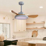 Ανεμιστήρας οροφής σε γκρι & ξύλο 35W Φ107cm με LED DIMMABLE φωτισμό 32W τηλεχειριστήριο 6 ταχύτητες & 3 φτερωτές
