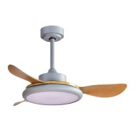 Ανεμιστήρας οροφής σε γκρι & ξύλο 35W Φ107cm με LED DIMMABLE φωτισμό 32W τηλεχειριστήριο 6 ταχύτητες & 3 φτερωτές