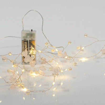 20 mini led διακοσμητικά λαμπάκια με ακρυλικά λουλούδια και πέρλες με μπαταρία και χρονοδιακόπτη ασημί καλώδιο σε θερμό λευκό φως IP20 20 mini led διακοσμητικά λαμπάκια με ακρυλικά λουλούδια και πέρλες με μπαταρία και χρονοδιακόπτη ασημί καλώδιο σε θερμό λευκό φως IP20