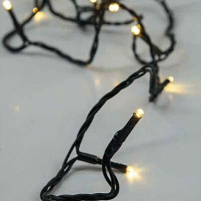 Φωτάκια σειρά 20 led με μπαταρίες χρονοδιακόπτη σε πράσινο καλώδιο θερμό λευκό φως εσωτερικού χώρου IP20