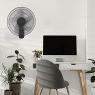 Ανεμιστήρας επίτοιχος με μοτέρ AC 50W Φ45 με 5 διάφανα πτερύγια  χρονοδιακόπτη & 3 ταχύτητες σε μαύρο χρώμα