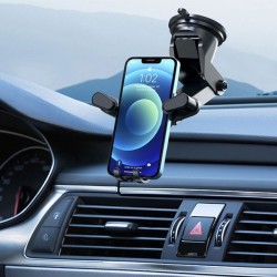 Βάση smartphone αυτοκινήτου CELEBRAT με βεντούζα για ταμπλό & κλιπ για αεραγωγό σε μαύρο χρώμα