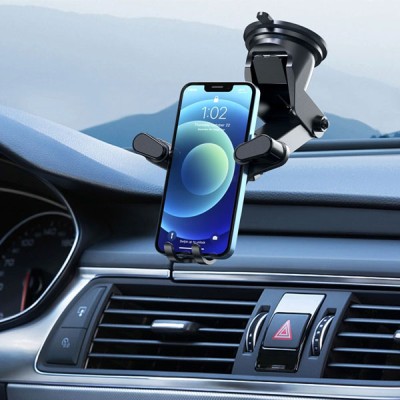Βάση smartphone αυτοκινήτου CELEBRAT με βεντούζα για ταμπλό & κλιπ για αεραγωγό σε μαύρο χρώμα