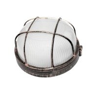 Φωτιστικό πλαφονιέρα σκουριά Ø190mm με πλέγμα & πρισματικό γυαλί για λάμπες Ε27 στεγανό ΙΡ45