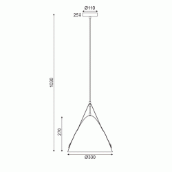 Κρεμαστό φωτιστικό NAOMI 1xΕ27 D33xh100cm μαύρο μεταλλικό με δερμάτινες λεπτομέρειες