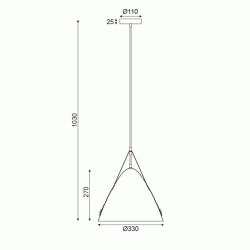 Κρεμαστό φωτιστικό NAOMI 1xΕ27 D33xh100cm λευκό μεταλλικό με δερμάτινες λεπτομέρειες