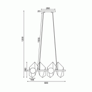 Κρεμαστό φωτιστικό POLYGON 4xG9 68x26xh120cm χρυσό/μαύρο μεταλλικό και γυαλί