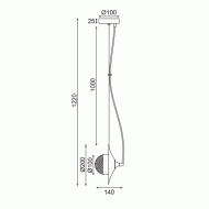 Κρεμαστό φωτιστικό HYDRA 1xG9 20x14xh122cm μεταλλικό και γυάλινο χάλκινο/μαύρο