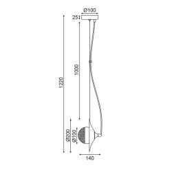 Κρεμαστό φωτιστικό HYDRA 1xG9 20x14xh122cm μεταλλικό και γυάλινο χάλκινο/μαύρο