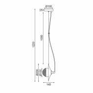Κρεμαστό φωτιστικό LAYLA 1xG9 20x14xh122cm μεταλλικό και γυάλινο ορειχάλκινο/μαύρο