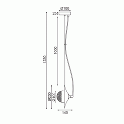 Κρεμαστό φωτιστικό LAYLA 1xG9 20x14xh122cm μεταλλικό και γυάλινο ορειχάλκινο/μαύρο