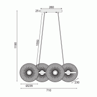 Κρεμαστό φωτιστικό KOBE 4xΕ27 71x35xh119cm μαύρο μεταλλικό
