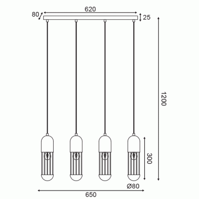 Κρεμαστό φωτιστικό LAB 4xΕ27 λευκό μεταλλικό 65x8xh120cm