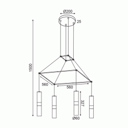 Κρεμαστό φωτιστικό DA VINCI 4xGU10 λευκό μεταλλικό 56x56xh150cm