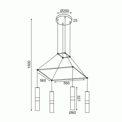 Κρεμαστό φωτιστικό DA VINCI 4xGU10 λευκό μεταλλικό 56x56xh150cm Κρεμαστό φωτιστικό DA VINCI 4xGU10 λευκό μεταλλικό 56x56xh150cm