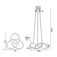 Κρεμαστό φωτιστικό LED GORDIUS 48W 3000k θερμό λευκό φως 2880lm 48x44xh120cm χρώμιο αλουμινίου Κρεμαστό φωτιστικό LED GORDIUS 48W 3000k θερμό λευκό φως 2880lm 48x44xh120cm χρώμιο αλουμινίου