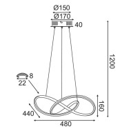 Κρεμαστό LED φωτιστικό 48W θερμό φως 3000k 2880lm λευκό αλουμινίου 48x44xh120cm IP20 Κρεμαστό LED φωτιστικό 48W θερμό φως 3000k 2880lm λευκό αλουμινίου 48x44xh120cm IP20