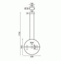 Κρεμαστό φωτιστικό οροφής LED2835 12W θερμό φως 3000k 1080lm χρυσό αλουμίνιο D53xh173cm