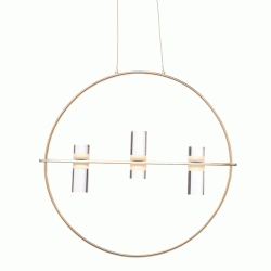 Κρεμαστό φωτιστικό οροφής LED2835 12W θερμό φως 3000k 1080lm χρυσό αλουμίνιο D53xh173cm