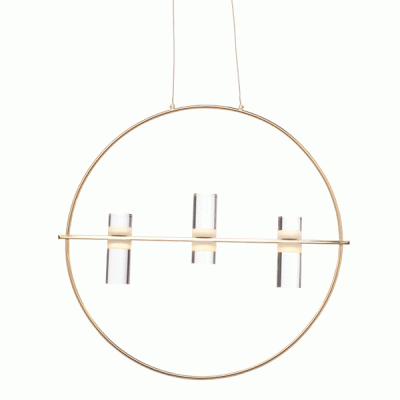 Κρεμαστό φωτιστικό οροφής LED2835 12W θερμό φως 3000k 1080lm χρυσό αλουμίνιο D53xh173cm